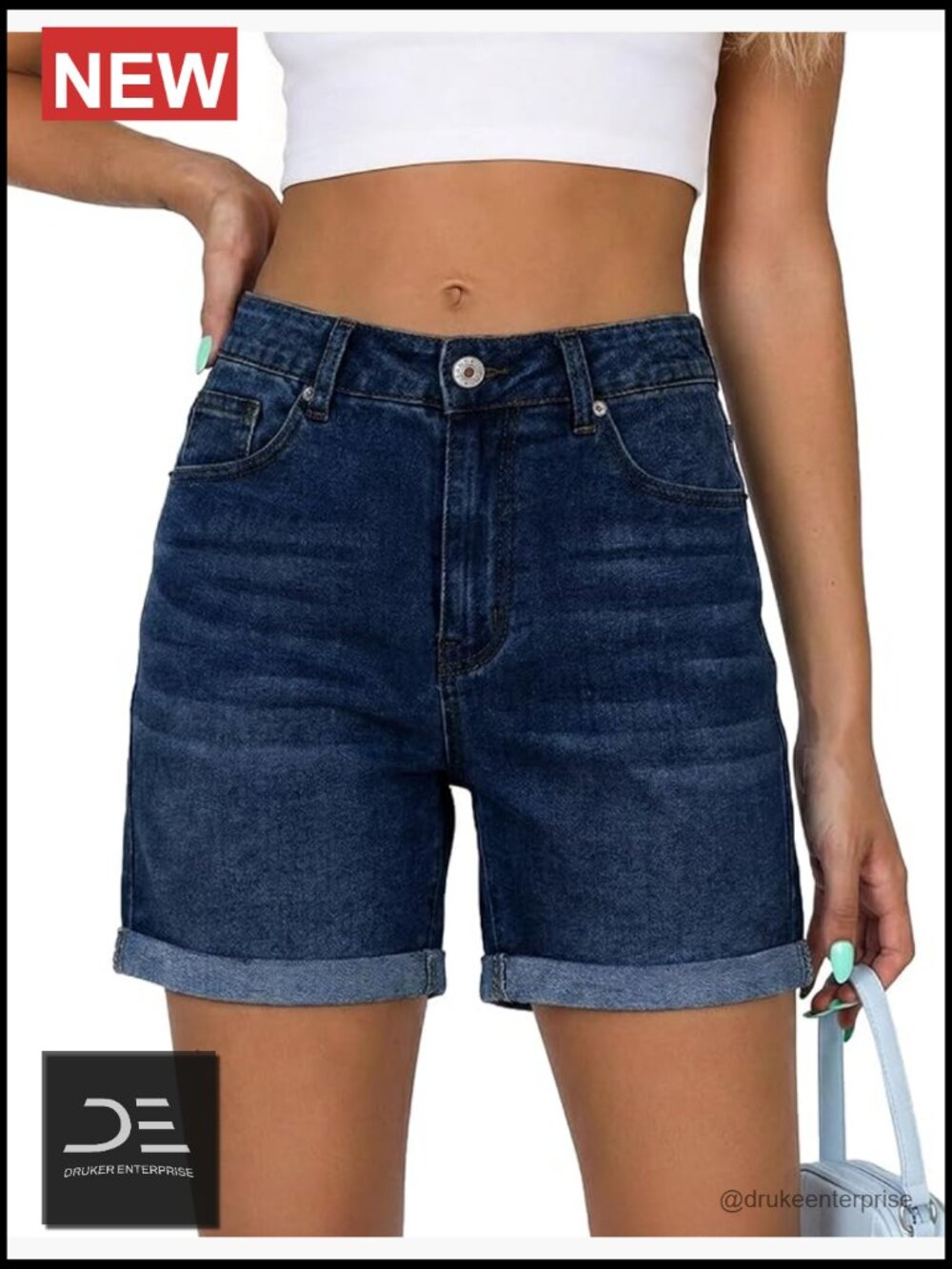 High Rise Stretchy Denim Jean Shorts Casual Cut Off Trendy